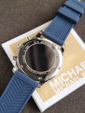 MICHAEL KORS OUTLET Oversized Berkley Silver-Tone and Embossed Silicone Watch
