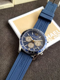MICHAEL KORS OUTLET Oversized Berkley Silver-Tone and Embossed Silicone Watch