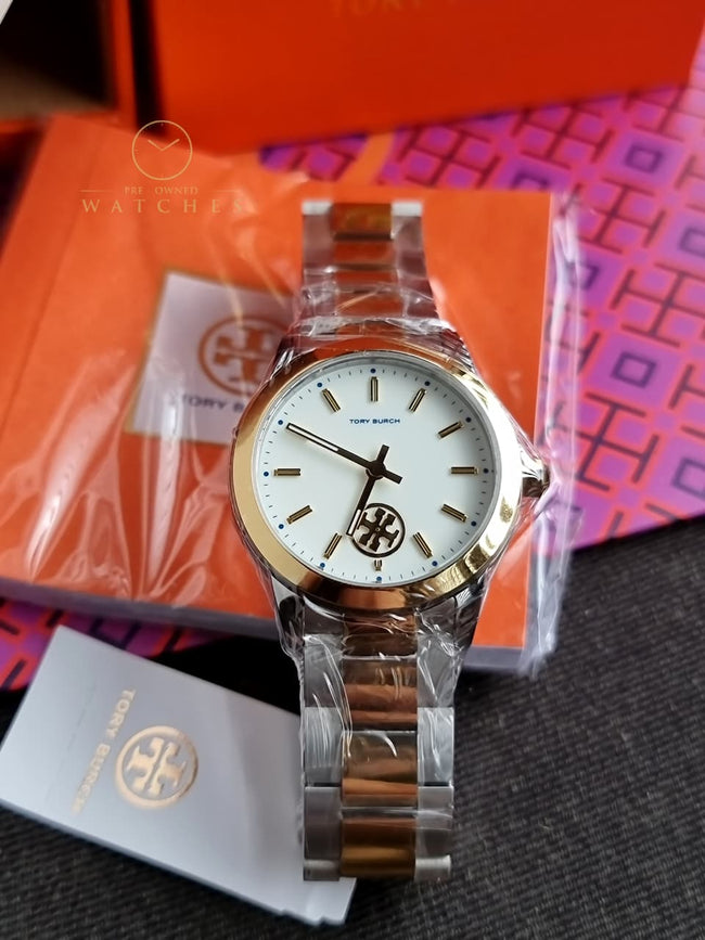 Tory Burch Collins Two-tone Stainless Steel Ivory Dial Quartz Watch for Ladies - TBW1306 Main Image