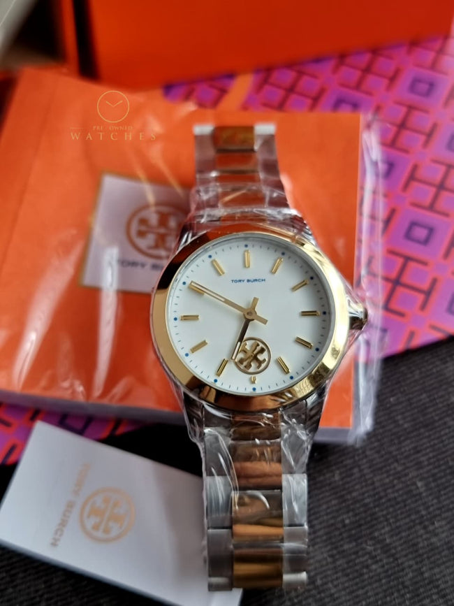 Tory Burch Collins Two-tone Stainless Steel Ivory Dial Quartz Watch for Ladies - TBW1306 Hover Image