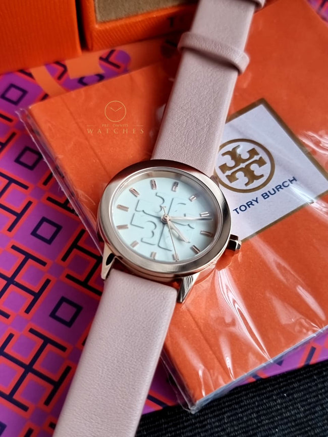 Tory Burch Small Gigi Pink Rose Gold Leather Strap Watch TBW2006 Main Image