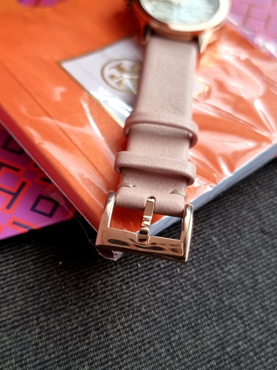 Tory Burch Small Gigi Pink Rose Gold Leather Strap Watch TBW2006
