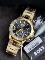 Hugo Boss Men’s Quartz Gold Stainless Steel Olive Green Dial 45mm Watch 1514059