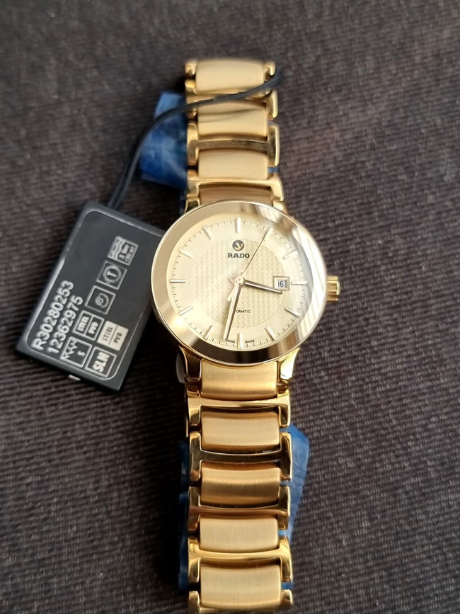 RADO Centrix Automatic Gold Dial Yellow-Gold Plated Stainless Steel Ladies Watch R30280253 Main Image