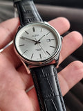 Alba Sub Brand Of Seiko White Dial 40mm Black Leather Strap Quartz Watch