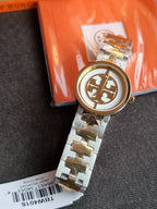 Tory Burch Reva Two-tone Stainless Steel Ivory Dial Quartz Watch for Ladies - TBW4016