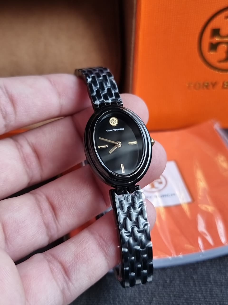 Tory Burch The Oval Black Analogue Watch TBW6035