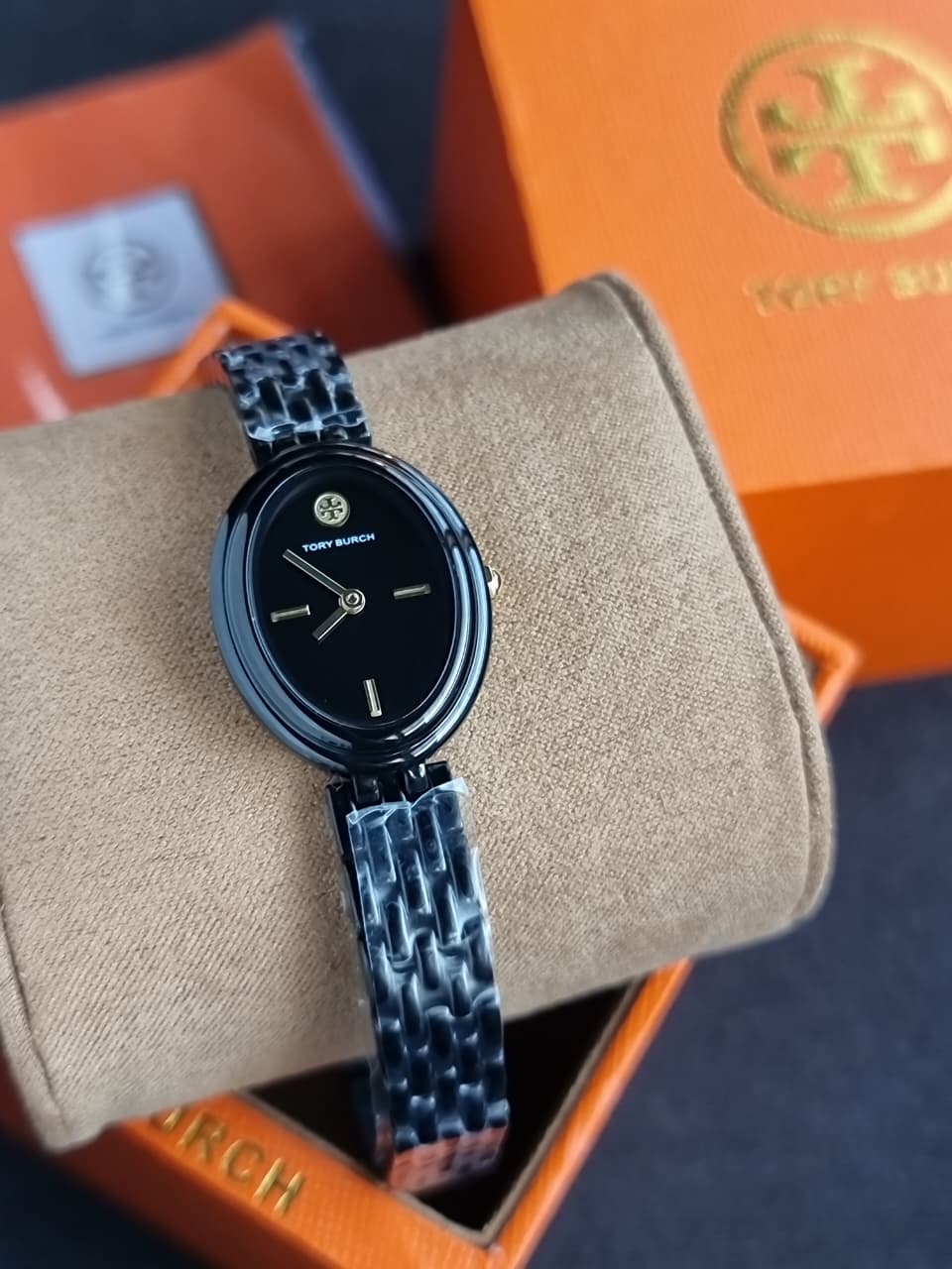 Tory Burch The Oval Black Analogue Watch TBW6035