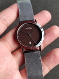 Alba Sub Brand Of Seiko 35mm Brown Dial Silver Mesh Chain Quartz Watch