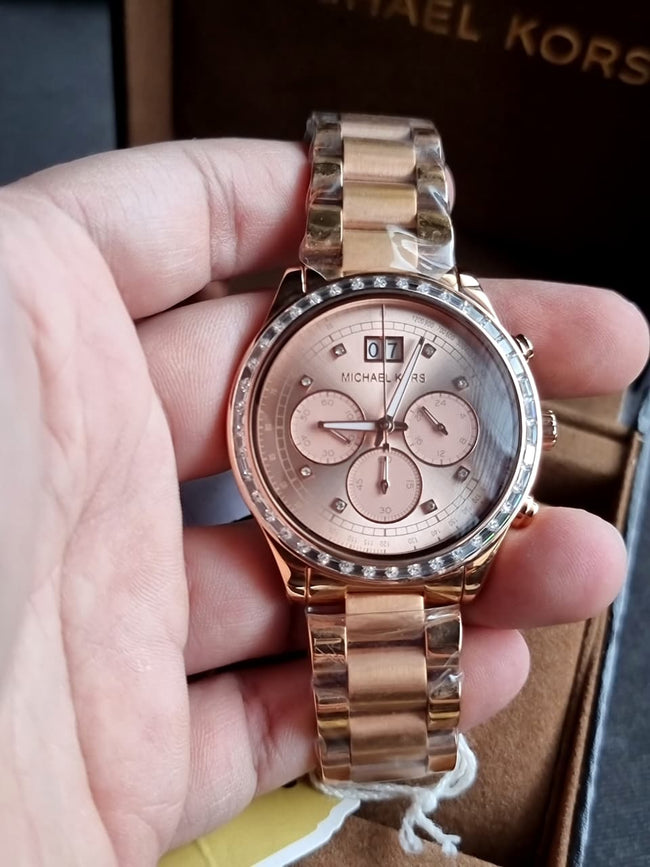 Michael Kors Women's MK6204 - Brinkley Rose Gold Watch Hover Image
