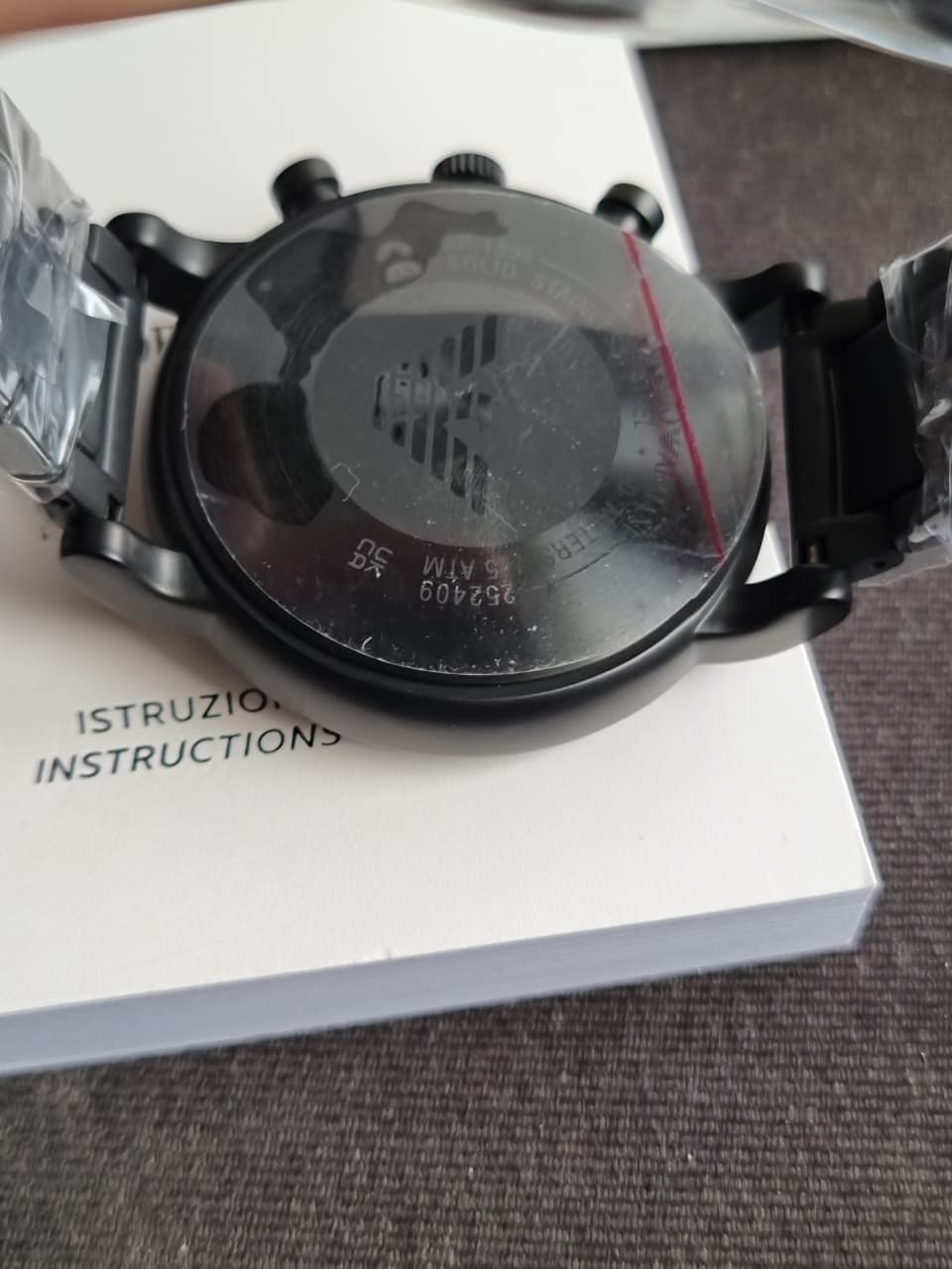 Emporio Armani Men’s Quartz Stainless Steel Black Dial 46mm Watch AR1895 (WITHOUT TAG)
