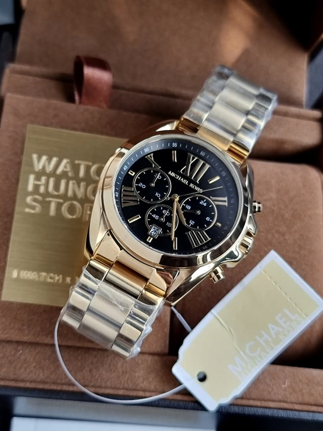 Michael Kors Women’s Chronograph Quartz Stainless Steel Black Dial 43MM Watch MK5739 Hover Image