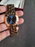 Marc Jacobs Amy Blue Dial Gold Steel Strap Watch For Women - MBM3166