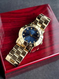 Marc Jacobs Amy Blue Dial Gold Steel Strap Watch For Women - MBM3166