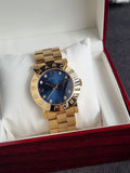 Marc Jacobs Amy Blue Dial Gold Steel Strap Watch For Women - MBM3166
