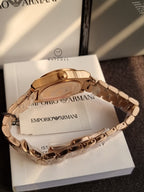 Emporio Armani Women’s Quartz Rose Gold Stainless Steel Silver Dial 32mm Watch AR11558