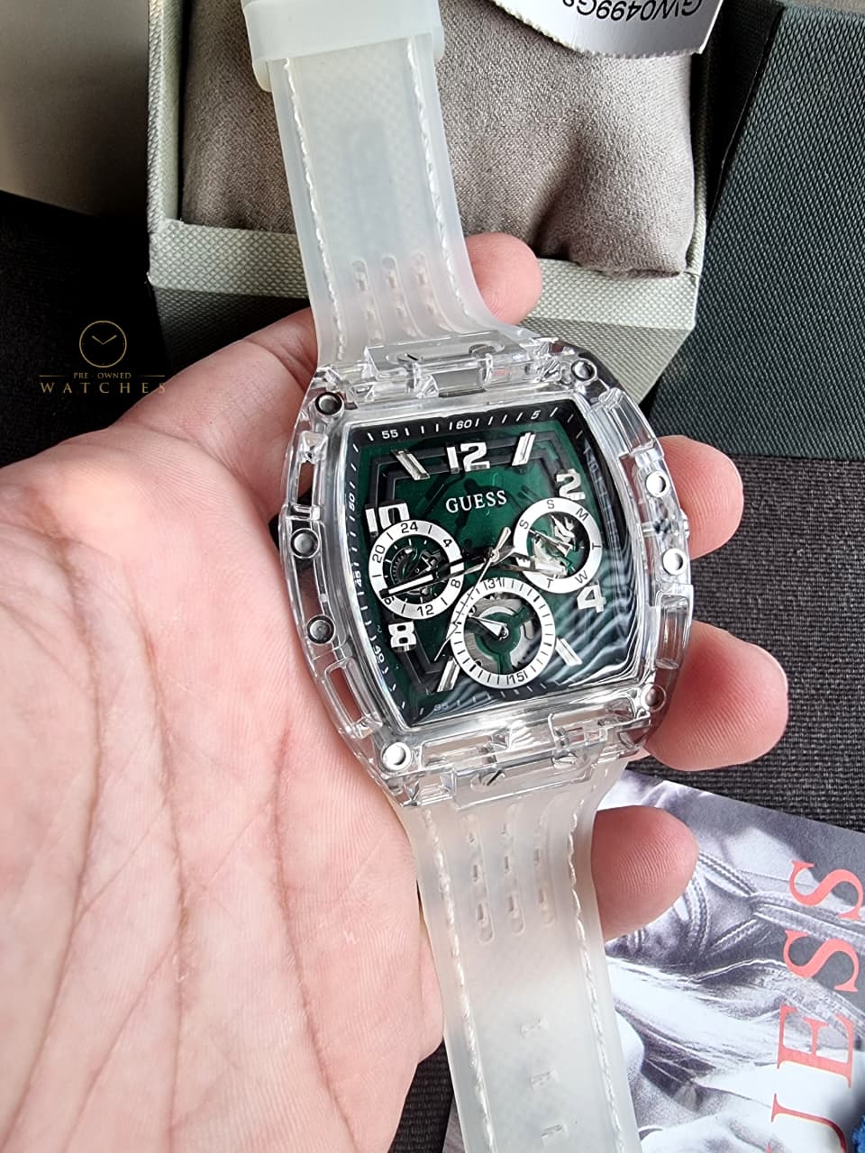 GUESS Mens Clear Multi-function Watch Gw0499G8