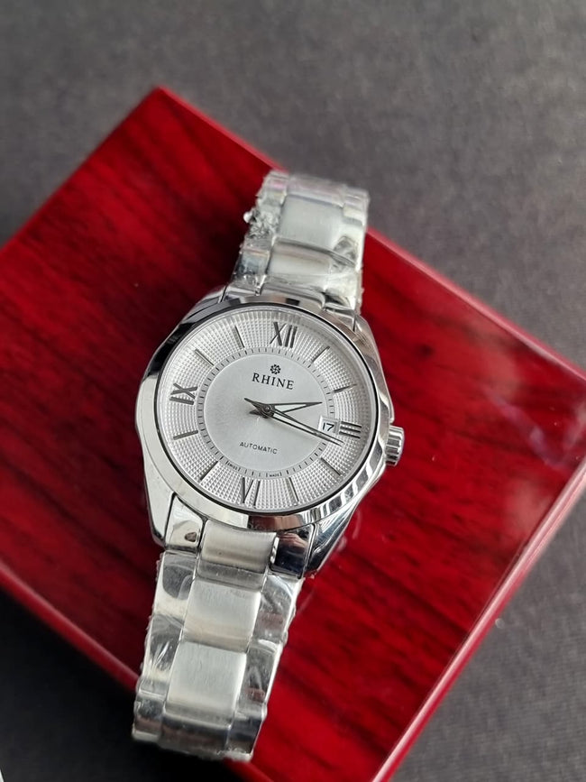 Rhine Gents Watch Silver Casing White Dial Automatic Watch Main Image