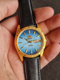 Orient Gents Watch Sky Blue Dial Golden Casing Automatic Watch