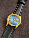 Orient Gents Watch Sky Blue Dial Golden Casing Automatic Watch