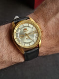 Orient Gents Watch Silver Dial Golden Casing Automatic Watch