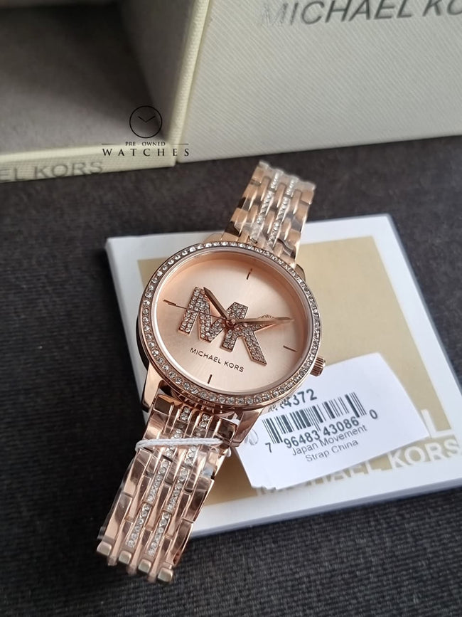 MICHAEL KORS Melissa Pave Quartz Rose Gold Dial Ladies Watch Item No. MK4372 Hover Image
