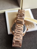 Michael Kors Watch MK7382 Janelle Collection for Women, Rose Gold and Burgundy, Glam