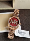 Michael Kors Watch MK7382 Janelle Collection for Women, Rose Gold and Burgundy, Glam