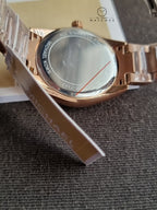 Michael Kors Watch MK7382 Janelle Collection for Women, Rose Gold and Burgundy, Glam
