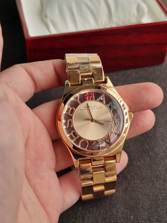 Women's Rose Gold-Tone Henry Skeleton Glitz Watch MBM3264 Main Image