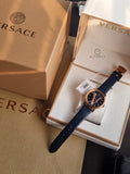 Versace Women’s Quartz Swiss Made Blue Leather Strap Blue Dial 36mm Watch VEHC00419