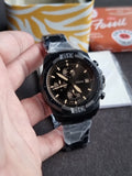 Mens Wristwatch FOSSIL BRONSON FS5876 Chrono Stainless Steel Black
