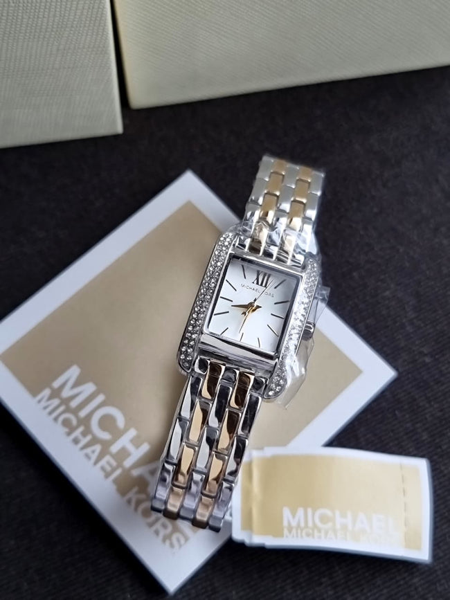 Michael Kors Women's Watch MKO-1035 Quartz White Dial Two Tone Steel Hover Image