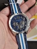 Michael Kors Men’s Quartz Multi Silicone & Leather Strap Blue Dial 45mm Watch MK8950