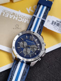 Michael Kors Men’s Quartz Multi Silicone & Leather Strap Blue Dial 45mm Watch MK8950