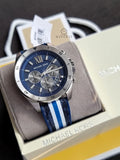 Michael Kors Men’s Quartz Multi Silicone & Leather Strap Blue Dial 45mm Watch MK8950