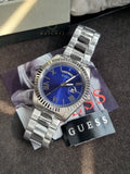 Guess Men’s Quartz Silver Stainless Steel Blue Dial 42mm Watch GW0265G7