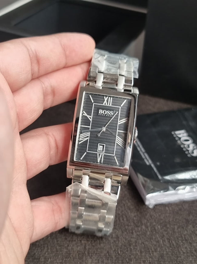 Hugo Boss Rectangular Black Dial Quartz Watch 1512383 Hover Image