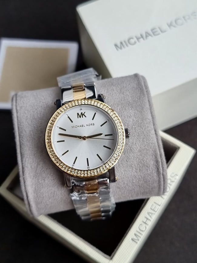 Michael Kors Women’s Quartz Two Tone Stainless Steel Silver Dial 38mm Watch MK7348 Main Image
