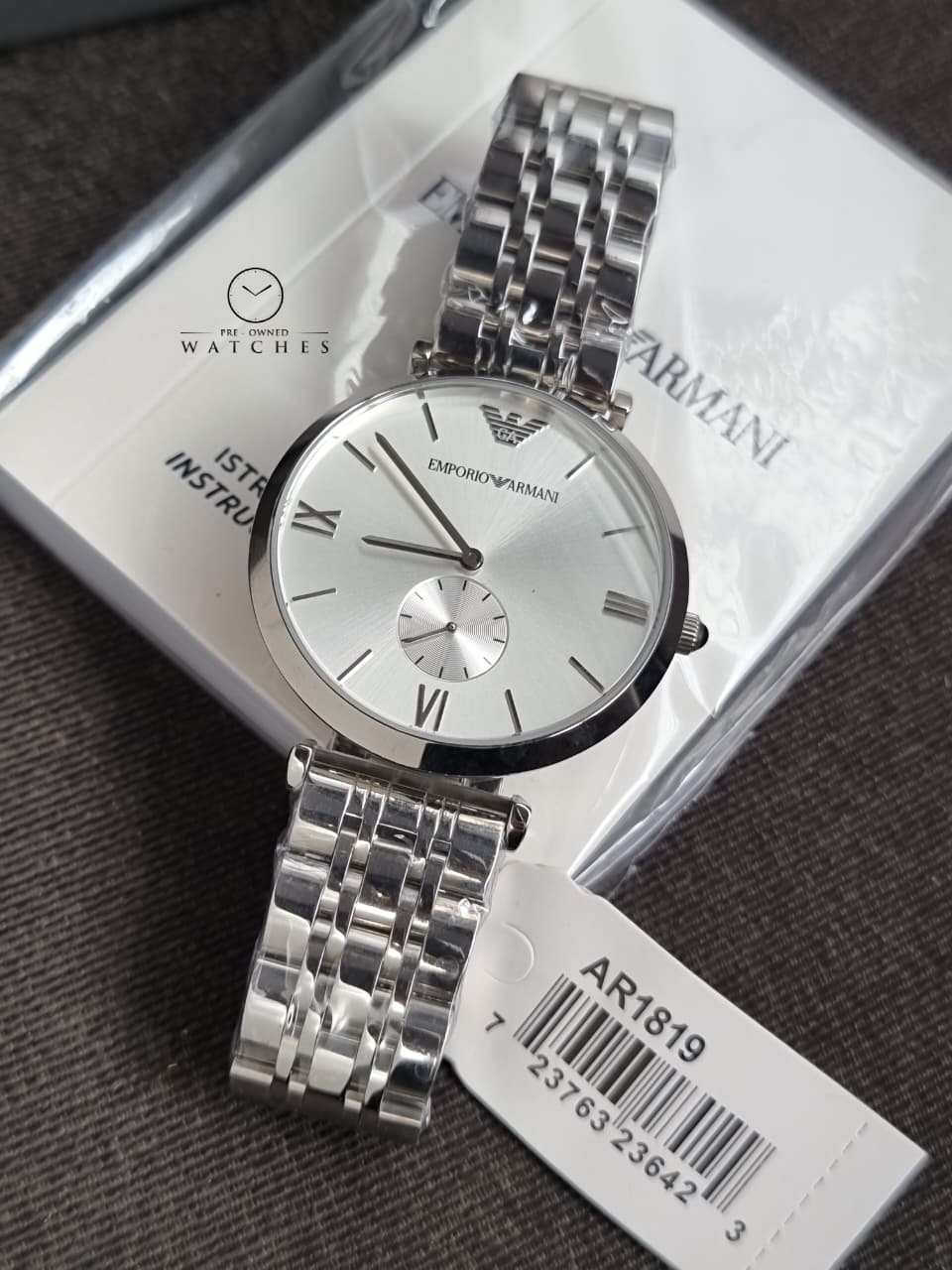 Emporio Armani Men’s Analog Stainless Steel Silver Dial 40mm Watch AR1819
