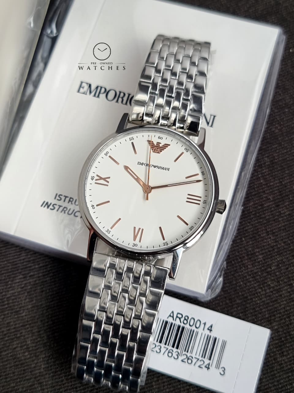 Emporio Armani Men’s Quartz Stainless Steel White Dial 41mm Watch AR80014