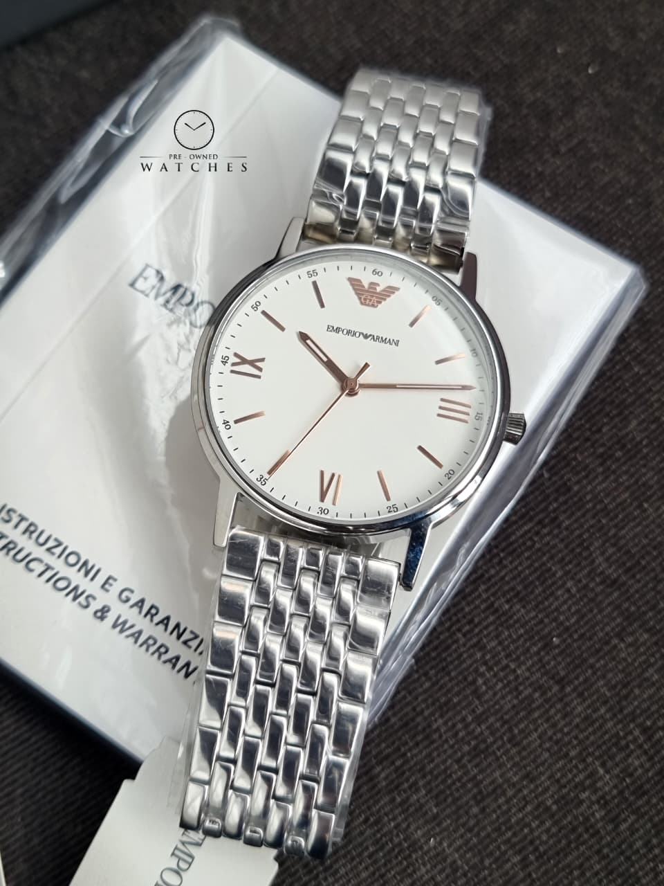 Emporio Armani Men’s Quartz Stainless Steel White Dial 41mm Watch AR80014