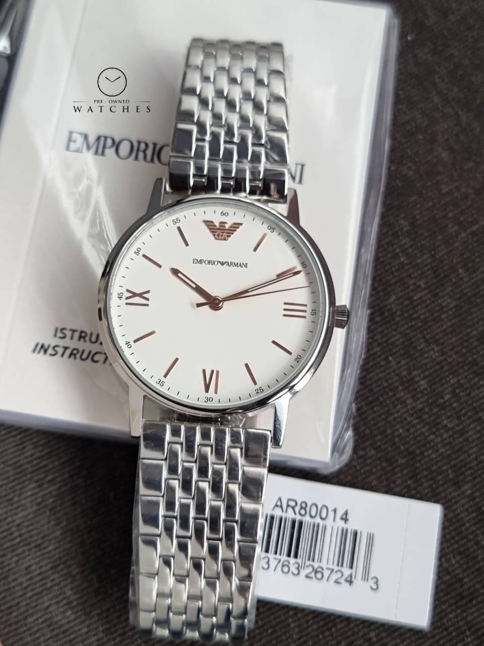 Emporio Armani Men’s Quartz Stainless Steel White Dial 41mm Watch AR80014