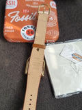 Harwell Three-Hand Medium Brown and White LiteHide™ Leather Watch