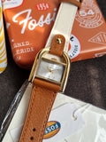 Harwell Three-Hand Medium Brown and White LiteHide™ Leather Watch