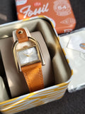 Harwell Three-Hand Medium Brown and White LiteHide™ Leather Watch