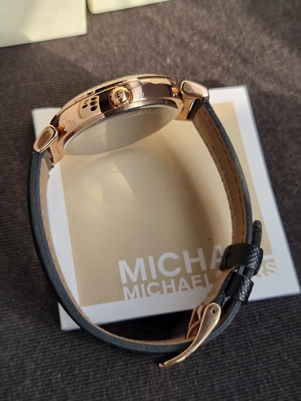 Michael Kors Women’s Quartz Black Leather Strap Rose Gold Dial 39mm Watch MK2376