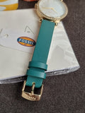 Fossil Women’s Quartz Green Leather Strap Mother OF Pearl Dial 36mm Watch BQ3991