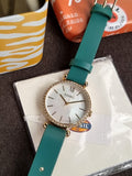 Fossil Women’s Quartz Green Leather Strap Mother OF Pearl Dial 36mm Watch BQ3991
