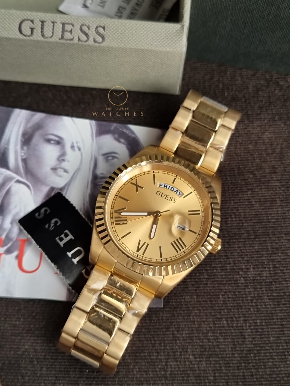 Guess Men’s Quartz Stainless Steel Gold Dial 42mm Watch GW0265G2